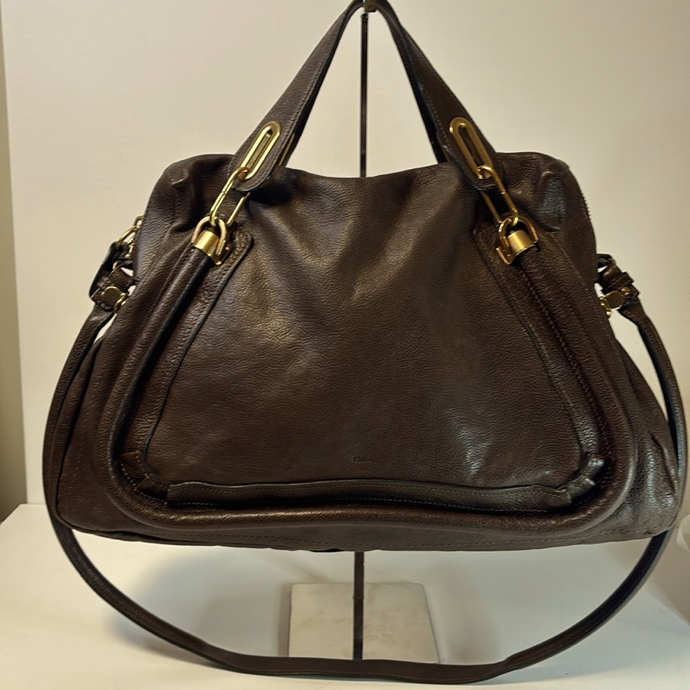 Chloe Brown Leather Satchel with Gold Hardware